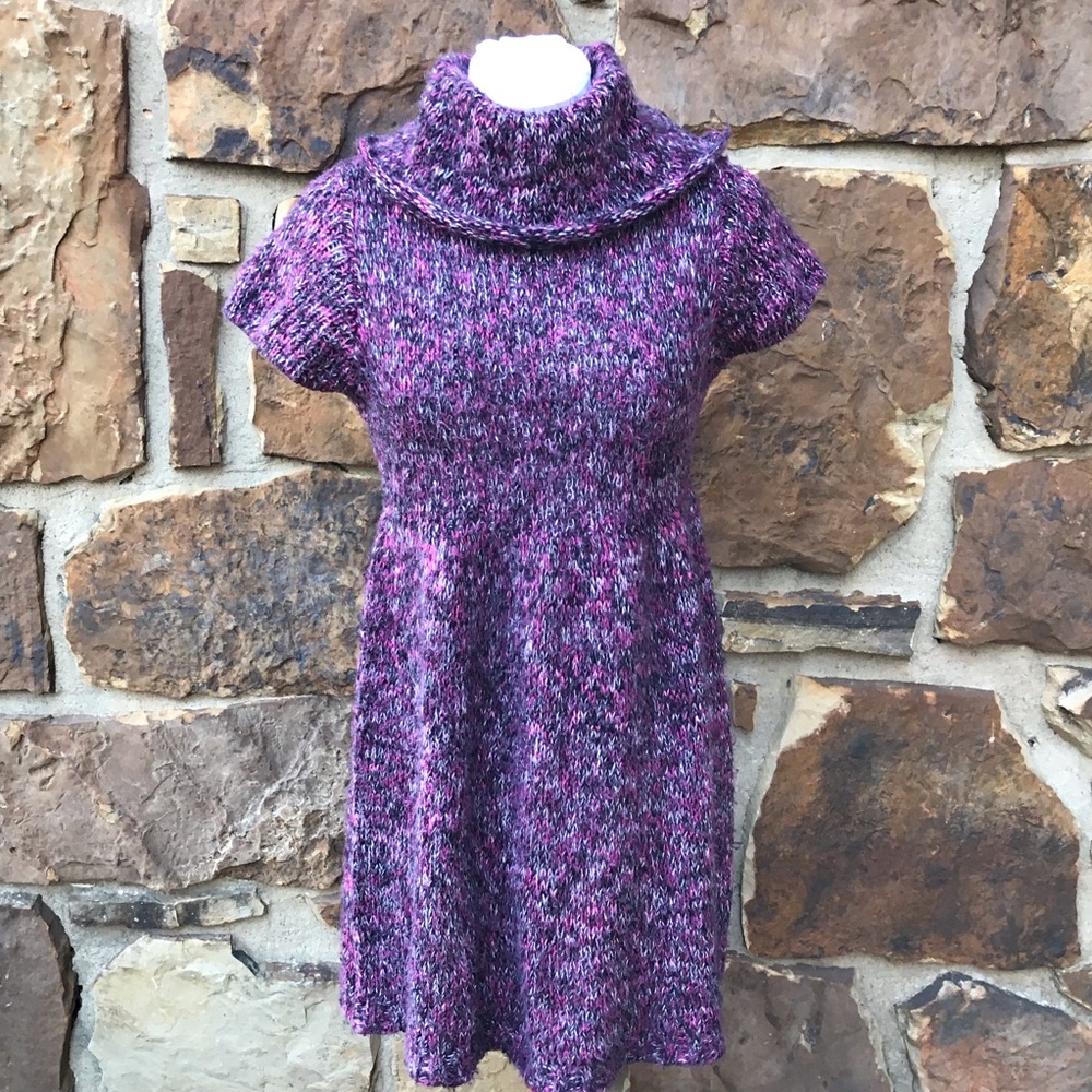 Fit and Flair Sweater Dress Pink and Black